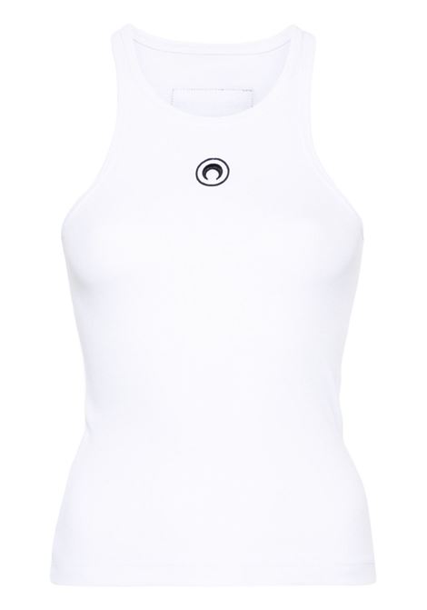moon logo ribbed jersey tabk top woman white MARINE SERRE | WTT014ACJER0011WH10